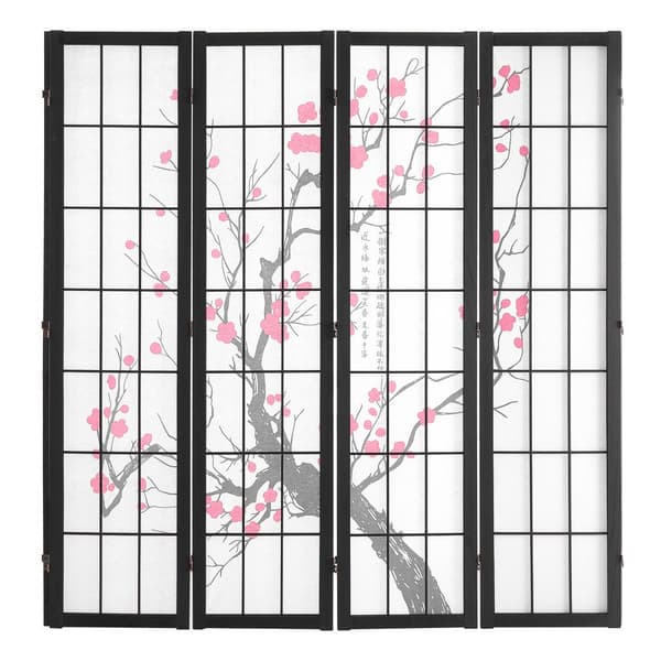 Japansk Rumdeler, 4-panelers Rumafskærmning, Praktisk Værelsesindretning, Justerbar Skærm til Adskillelse af Rum.