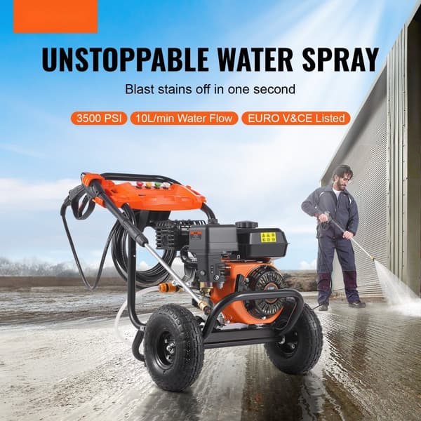 Gastruckstvätt 3500 PSI, 10L/min, 2,6 GPM, 5 munstycken, bärbar högtryckstvätt för effektiv bilrengöring