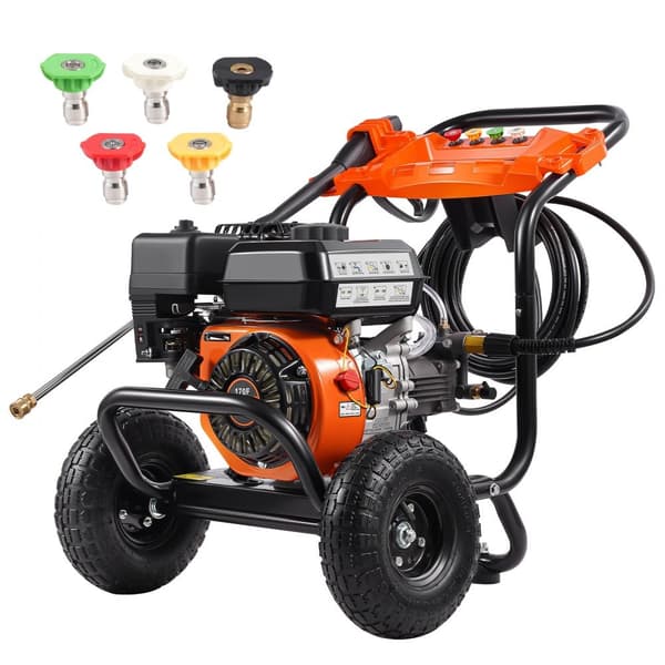 Gastruckstvätt 3500 PSI, 10L/min, 2,6 GPM, 5 munstycken, bärbar högtryckstvätt för effektiv bilrengöring