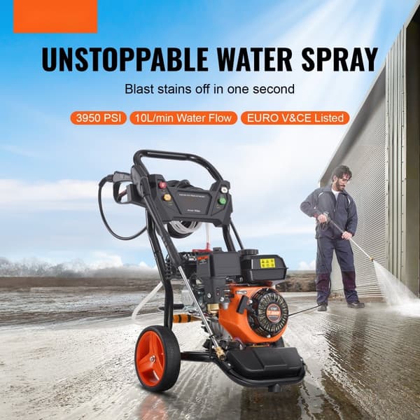 Kaasunpainepesuri 3950 PSI, 10L/min, 2,6 GPM, 5 Suutinta Autojen Puhdistukseen