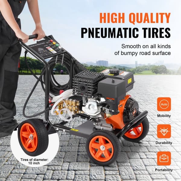 Gastruckstvätt 4400 PSI, 15L/min, högtryckstvätt, effektiv rengöring, 5 munstycken, kraftfull motor, perfekt för professionell användning