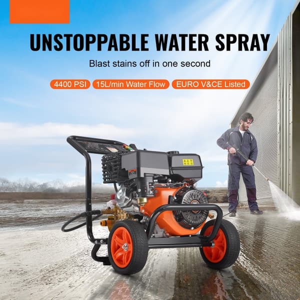 Gastruckstvätt 4400 PSI, 15L/min, högtryckstvätt, effektiv rengöring, 5 munstycken, kraftfull motor, perfekt för professionell användning