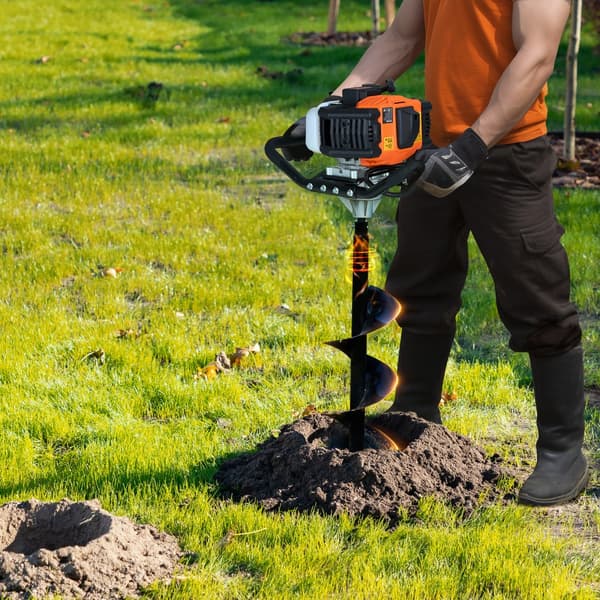 Gassøjle hulgraver 43CC 1250W med 8” bor til haver, effektiv græsnedlægning og landskabspleje, hurtig og præcis!
