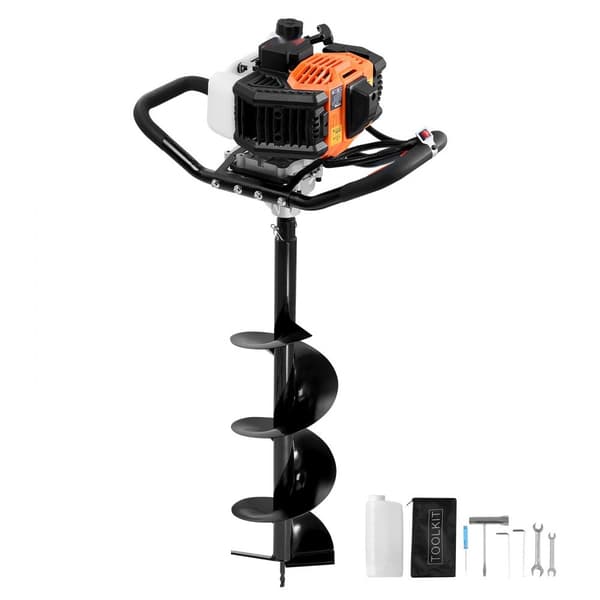 Gassøjle hulgraver 43CC 1250W med 8” bor til haver, effektiv græsnedlægning og landskabspleje, hurtig og præcis!