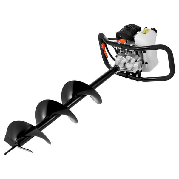 Gassøjle hulgraver 52CC, 1450W, med 8” bor og forlængerstang, kraftfuld og effektiv til havearbejde.