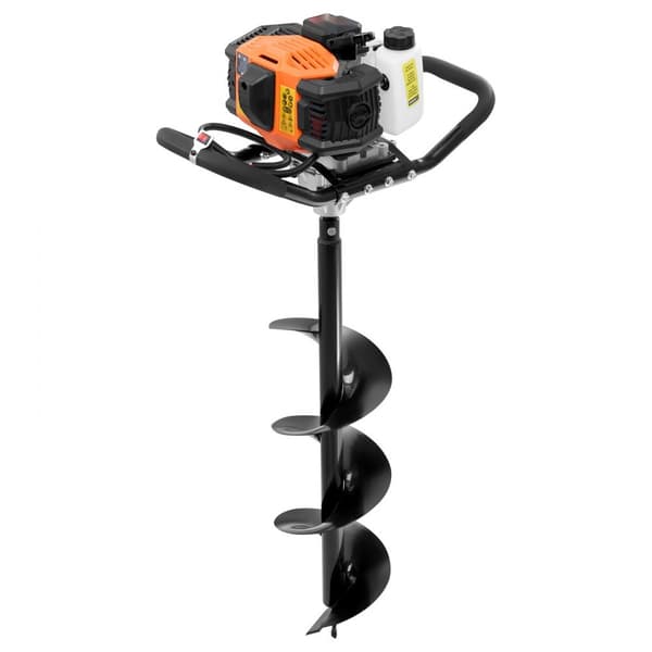 Gassøjle hulgraver 52CC, 1450W, med 8” bor og forlængerstang, kraftfuld og effektiv til havearbejde.
