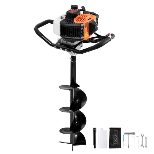 Gassøjle hulgraver 52CC, 1450W, med 8” bor og forlængerstang, kraftfuld og effektiv til havearbejde.