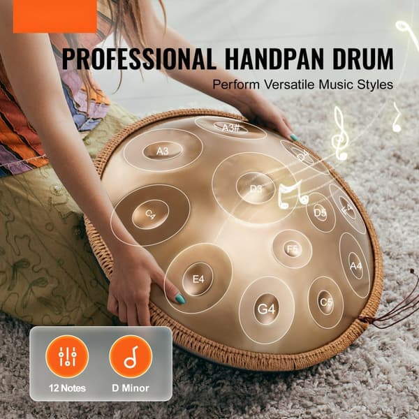 Handpan Trumma 22 i 12 toner D-moll, hög kvalitet, lätt att spela, unik design, professionell ljudupplevelse, handtruminstrument