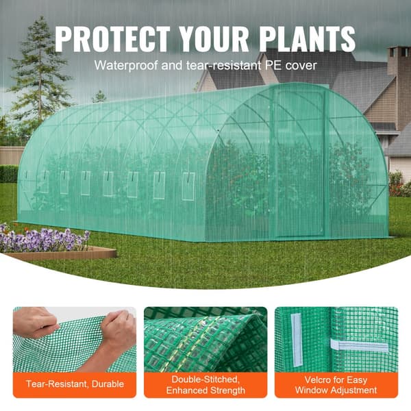 Gang-tunnel drivhus 27,38x9,5x7,38ft, galvaniseret ramme, PE cover, holdbar, velegnet til planter, hurtig opsætning.