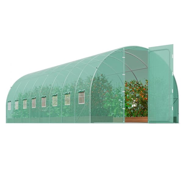 Gang-tunnel drivhus 27,38x9,5x7,38ft, galvaniseret ramme, PE cover, holdbar, velegnet til planter, hurtig opsætning.