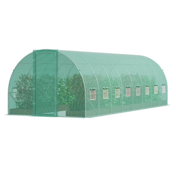 Gang-tunnel drivhus 27,38x9,5x7,38ft, galvaniseret ramme, PE cover, holdbar, velegnet til planter, hurtig opsætning.