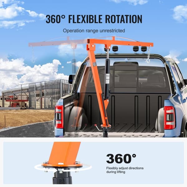 Hydraulisk pickup truck kran 1000 lbs, 360° drejelig hejseløft, kraftig og pålidelig kran til transport og løft.