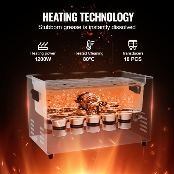 Ultraäänipuhdistin 30L, Ajastin ja lämmitys, 600W Teho, Tehokas Puhdistuskone Korilla