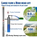 Pikkukuva 3 / 11: Syvän kaivon uppopumppu 1500W, 9,8 m³/h, 108 m, ruostumaton teräs, tehokas vesipumppu