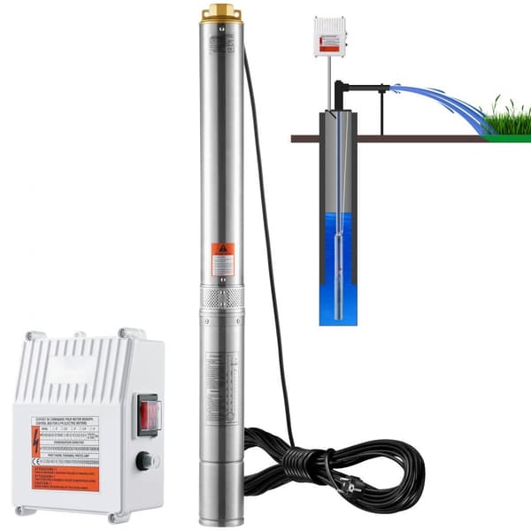 Dybbrønds dykpumpe i rustfrit stål, 1500W, 9,8 m³/h, 108 m, effektiv vandpumpe med høj kapacitet og holdbarhed.