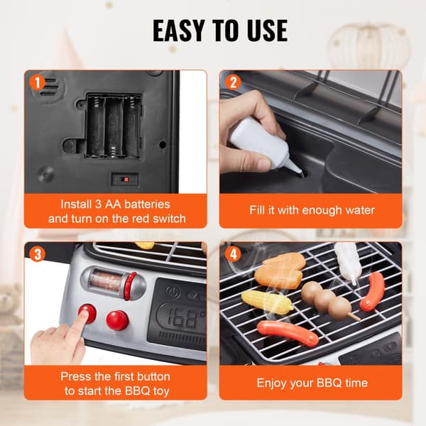 Barn BBQ Grill Leksaksset 19 Delar, Utomhuslek, Matlagningsgrill med Rökljud, Roliga Grillstunder, Perfekt för Barn