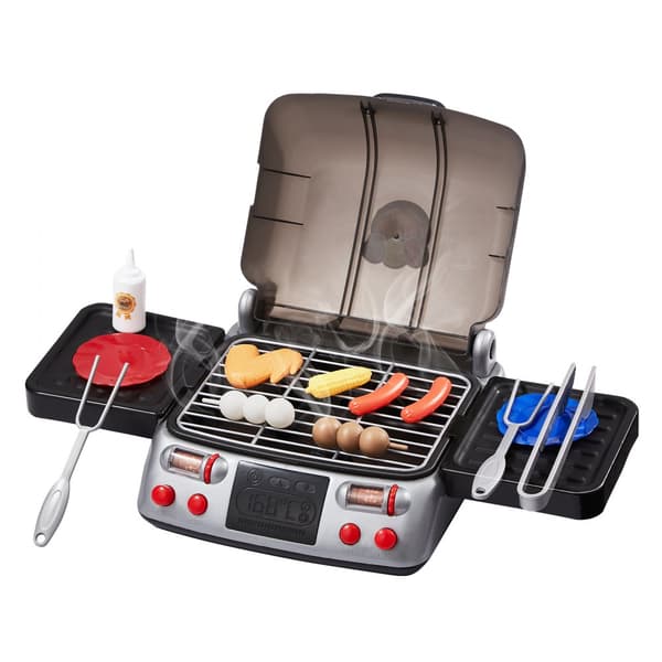 Barn BBQ Grill Leksaksset 19 Delar, Utomhuslek, Matlagningsgrill med Rökljud, Roliga Grillstunder, Perfekt för Barn