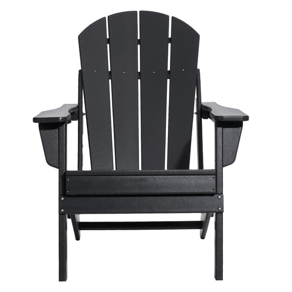 Adirondack Stol Set med 2, Fällbara Väderbeständiga Stolar, Svart, Perfekt för Uteplats och Trädgård
