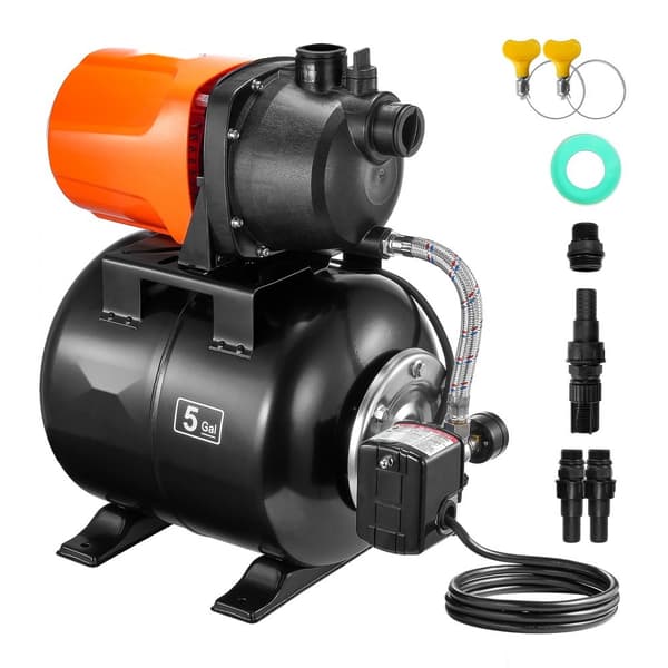 1HP Grundvands Pumpe med Tryktank, 1000GPH, Kunstvanding Booster Pumpe, Høj Effektivitet, Lang Levetid.