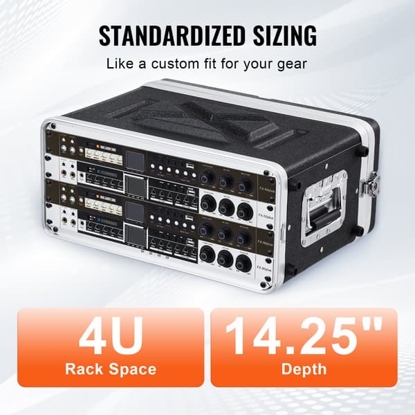 4U Rack Case Server Rack, 14 cm dyb, med ABS-håndtag, holdbar konstruktion, perfekt til serverudstyr.