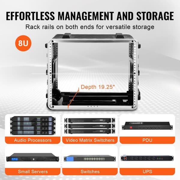 8U Rackskåp Serverrack, 19 djup, robust design för säkerhet och ventilation, idealisk för professionell serverutrustning