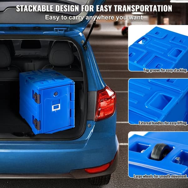 Isoleret Madpan Carrier, Stabelbar Catering Opvaskeboks 90L, Chafing Fad, Robust Design, Effektiv Transport, Madopbevaring.