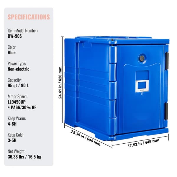 Isoleret Madpan Carrier, Stabelbar Catering Opvaskeboks 90L, Chafing Fad, Robust Design, Effektiv Transport, Madopbevaring.