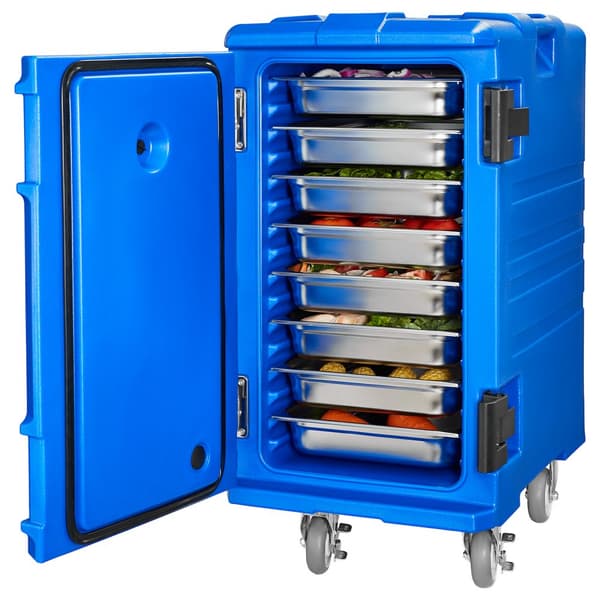 Isoleret madkasser, stabelbar catering 120L, opvarmning, rustfrit stål, ergonomisk håndtag, praktisk opvaskeboks.