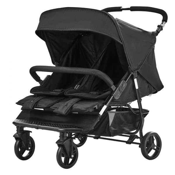 Dubbelvagn i Sidled, Fällbar Lättvikts Tvillingvagn, Kompakt Design, Perfekt för Nyfödda och Småbarn, Lätt Att Använda och Lagra