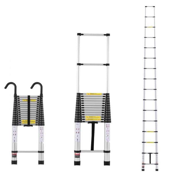 Teleskopförlängningsstege 20,3 FT, lättviktig och hållbar, perfekt för hem och professionell användning, 375 LBS, multi-knapps indragning