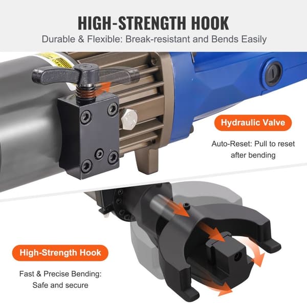 1500W elektrisk hydraulisk armeringsjern Benderup til 7/8, #7 (12-22 mm) armeringsjern, holdbar og effektiv løsning til byggeri.