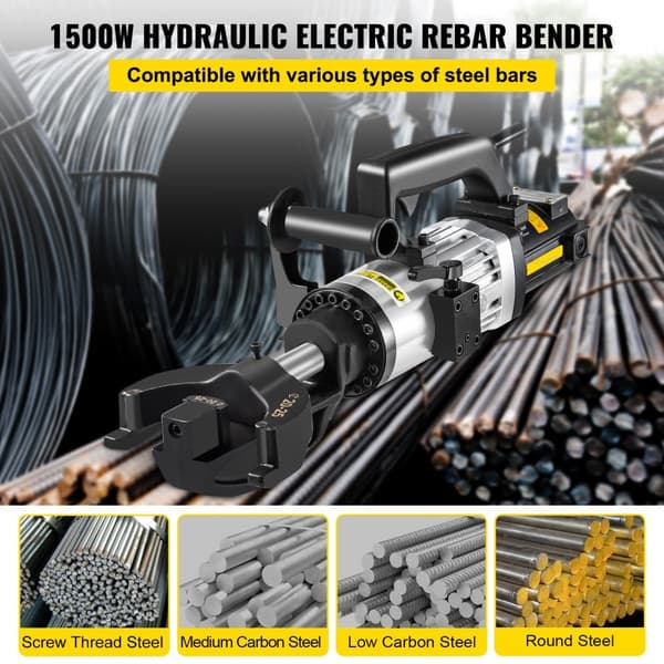 1500W elektrisk hydraulisk armeringsjärnsbockare, bockning upp till 1 tum, effektiv och hållbar bockmaskin för professionellt bruk