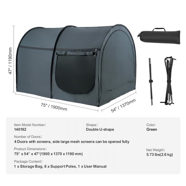 Sängtält 4-dörrars, Ljus Blackout, Vattentålig, Andas, Lätt att Sätta Upp, Perfekt för Camping och Utomhusbruk