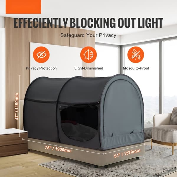 Sängtält 4-dörrars, Ljus Blackout, Vattentålig, Andas, Lätt att Sätta Upp, Perfekt för Camping och Utomhusbruk