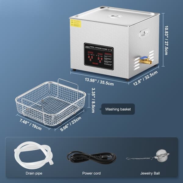 Ultraljudsrengörare 15L med värmetimer, digital ljudmaskin, högpresterande, kompakt design, effektiv rengöring för hem och industri