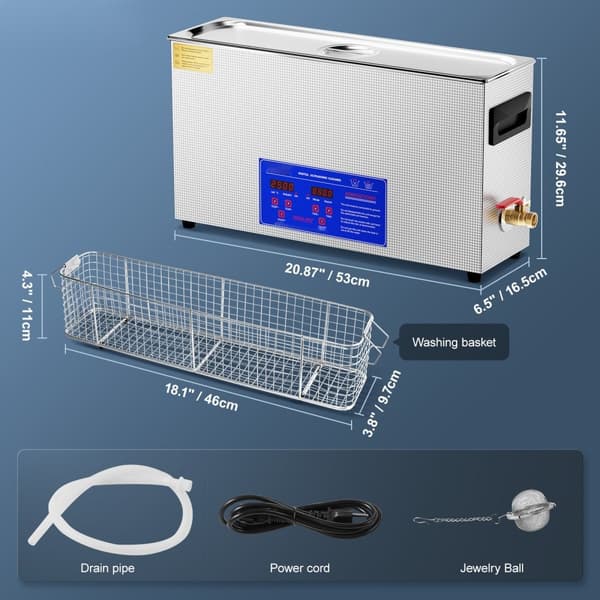 Ultraäänipyörän puhdistaja 10L, 300W, ajastin, lämmitinkori, tehokas puhdistus, nopea lämpötila säätö