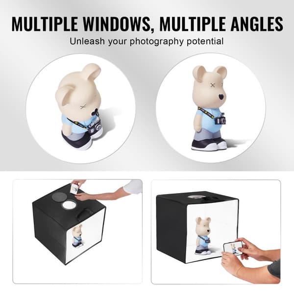 Photo Studio Light Box 12x12, 3000-5600K, 6 dobbeltsidede baggrunde, ideel til fotografering, lettere belysning.