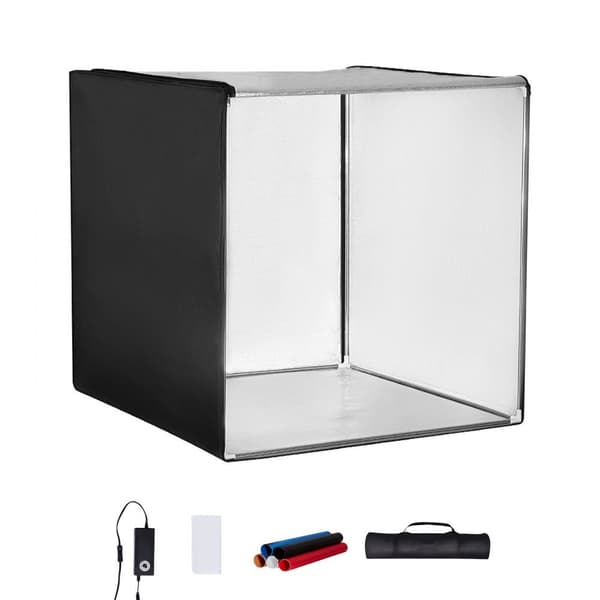 Fotostudio Lysboks 39 x 39, 5600K, 210 LED-lys, strømadapter, professionelt lys til produktfotografi, nem opsætning.