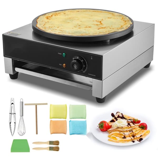 16-tommer elektrisk crepemaskine, kommerciel 1700W, non-stick belægning, hurtig opvarmning, ideel til caféer og restauranter.