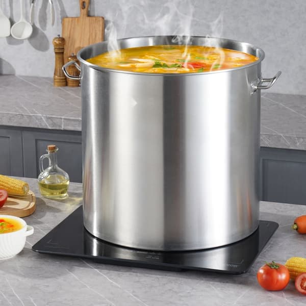 100QT Gryta i rostfritt stål, Matlagningskärl med korglock, Stort kapacitet för gröt och soppor, Hållbar och enkel att rengöra