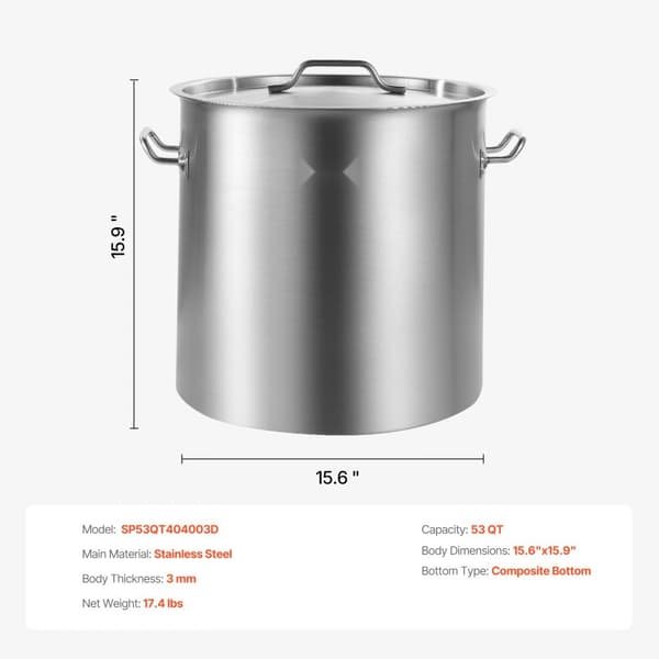 53QT Ruostumaton Teräskattila Kannella, Tehokas Keitto, Kestää Korkeat Lämpötilat