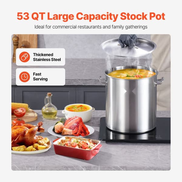 53QT Ruostumaton Teräskattila Kannella, Tehokas Keitto, Kestää Korkeat Lämpötilat