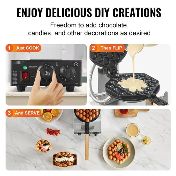 Bubbelvåffelmaskin 1400W, Non-Stick, Äggpannkaka Bakmaskin, Optimal Värmeöverföring, Hög Prestanda, Perfekta Våfflor Varje Gång