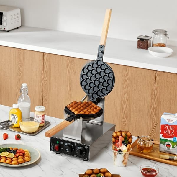 Bubbelvåffelmaskin 1400W, Non-Stick, Äggpannkaka Bakmaskin, Optimal Värmeöverföring, Hög Prestanda, Perfekta Våfflor Varje Gång