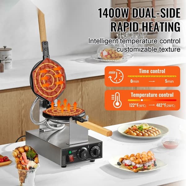 Bubbelvåffelmaskin 1400W, Non-Stick, Äggpannkaka Bakmaskin, Optimal Värmeöverföring, Hög Prestanda, Perfekta Våfflor Varje Gång
