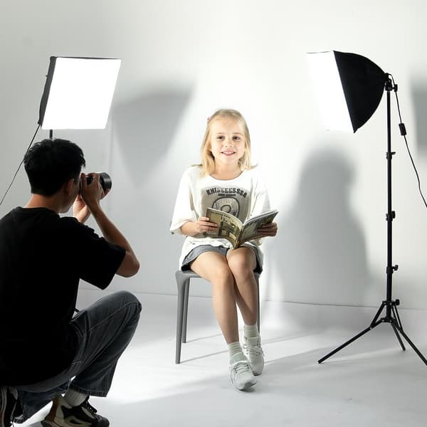 Softbox Lys Kit 16x16 tommer, 3000-6500K, Justerbar, Ideel til Optagelser, Professionel Belysning til Fotografi.