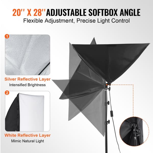 Softbox-valaistussarja 20x28 tuumaa, 45W LED-lamput 3000-6500K, ammattimainen valokuvaustarvike, valaistuksen säädettävyys