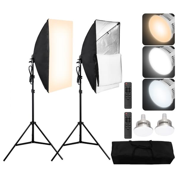 Softbox-lyssæt 20x28, 45W LED-pærer, 3000-6500K, perfekt til fotografering og videooptagelse.