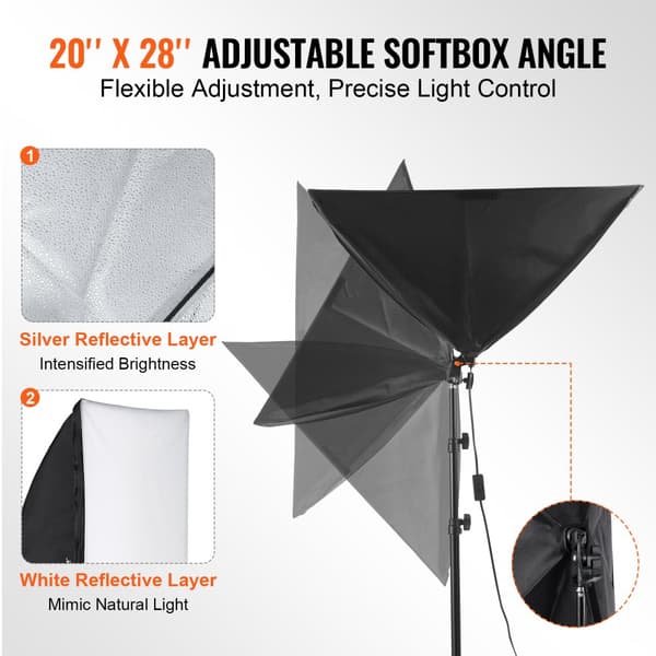 Softbox-valaistussarja 20 x 28 tuumaa, 30W LED-lamput, säädettävä jalusta, valaistustarvikkeet valokuvaamiseen
