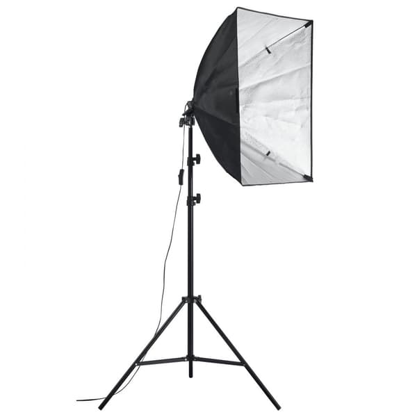 Softbox-belysningskit 24x24 tum, 30W LED-lampor, justerbart stativ för professionell fotografering och videoproduktion, 5500K